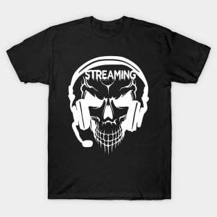 Gamer Streaming Skull Wearing Headset T-Shirt